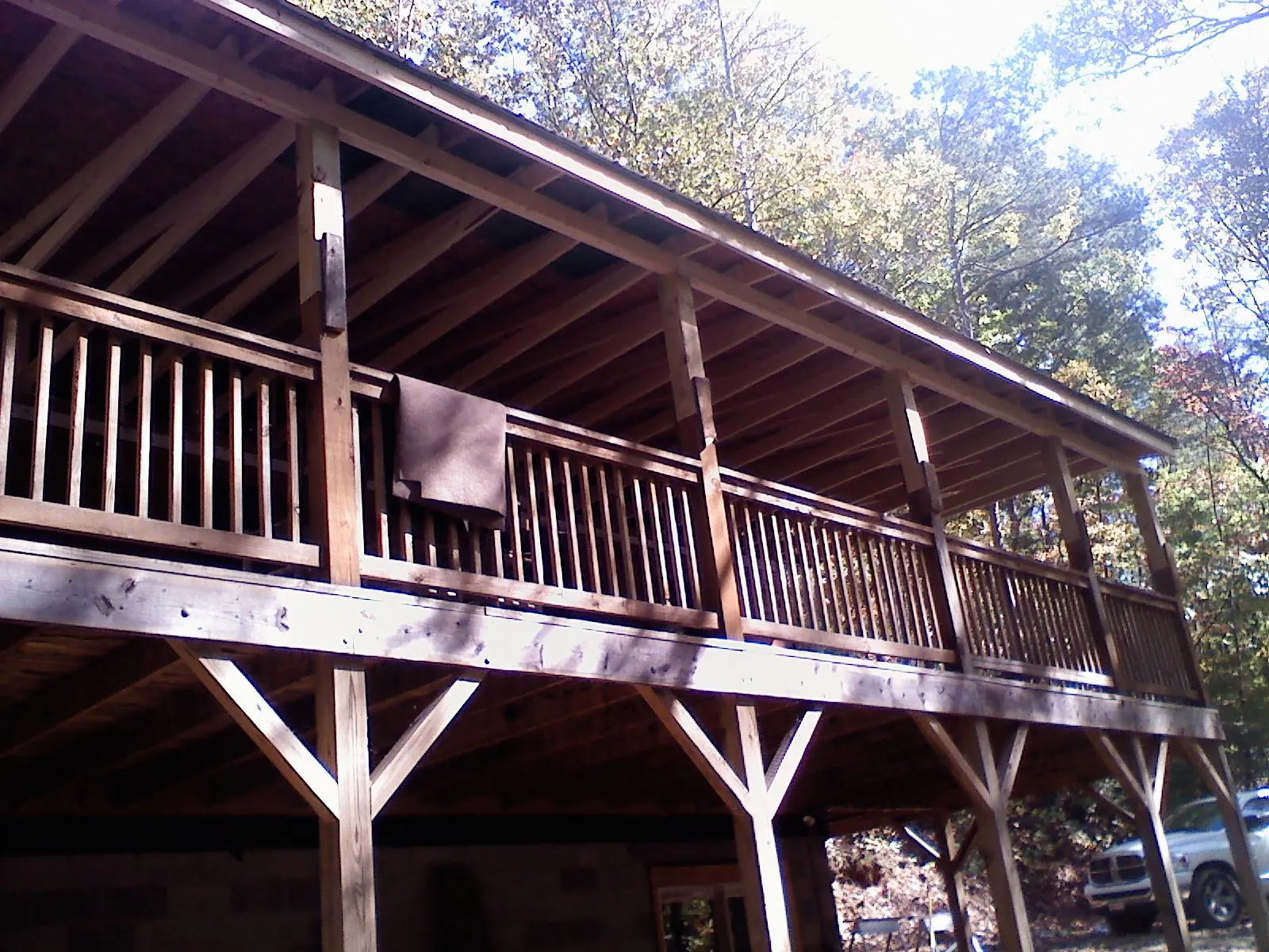 Timber framing under a new elevated porch and deck — Roof Leak Repair in Parksville by Roofing Brothers
