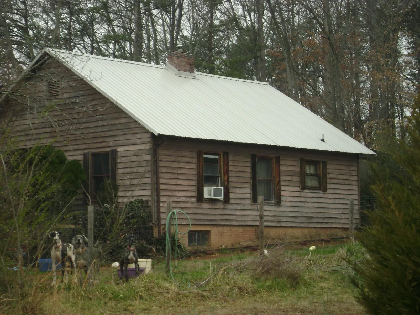 White metal roof on an old wood sided farmhouse, from a Asphalt Shingle Roof Repair job in Parksville